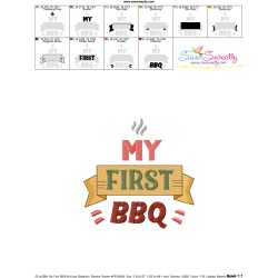 My First (1st) BBQ Barbeque Lettering Embroidery Design Pattern-3