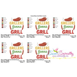 Grillers Gonna Grill Barbeque Lettering Embroidery Design Pattern-2