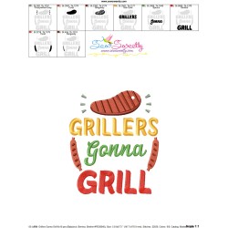 Grillers Gonna Grill Barbeque Lettering Embroidery Design Pattern-3