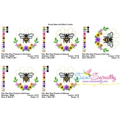 Honey Bee Hive Flowers-2 Embroidery Design Pattern For Pillow-2