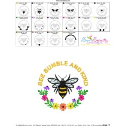 Be Bumble And Kind Frame Bee Lettering Embroidery Design Pattern For Pillow-3