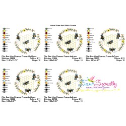 Beehive Flowers Frame Embroidery Design Pattern For Pillow-2