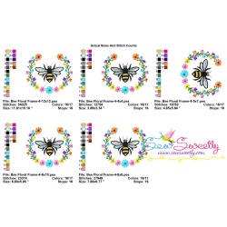 Bee Floral Frame-4 Embroidery Design Pattern For Pillow-2