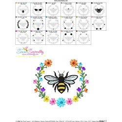 Bee Floral Frame-4 Embroidery Design Pattern For Pillow-3