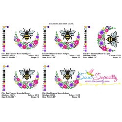 Bee Flowers Moon Embroidery Design Pattern For Pillow-2