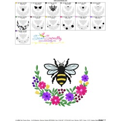 Bee Flowers Moon Embroidery Design Pattern For Pillow-3