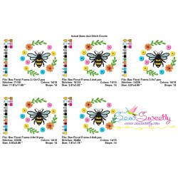 Bee Floral Frame-3 Embroidery Design Pattern For Pillow-2