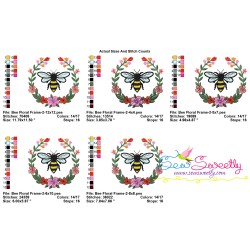 Bee Floral Frame-2 Embroidery Design Pattern For Pillow-2