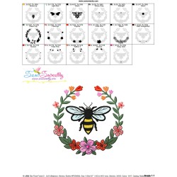 Bee Floral Frame-2 Embroidery Design Pattern For Pillow-3