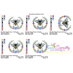 Bee Floral Frame-1 Embroidery Design Pattern For Pillow-2