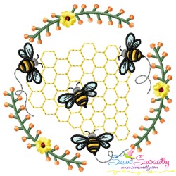 Bees Floral Frames Embroidery Design Bundle-11