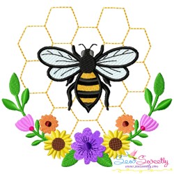 Bees Floral Frames Embroidery Design Bundle-3
