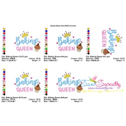 Baking Queen Kitchen Lettering Embroidery Design Pattern-2