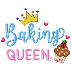 Baking Queen Kitchen Lettering Embroidery Design Pattern-1