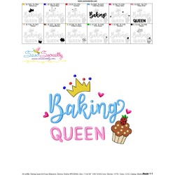 Baking Queen Kitchen Lettering Embroidery Design Pattern-3