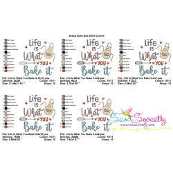 Life Is What You Bake It Kitchen Lettering Embroidery Design Pattern-2