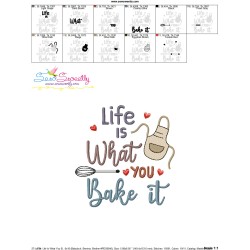 Life Is What You Bake It Kitchen Lettering Embroidery Design Pattern-3