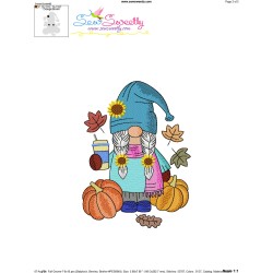 Fall Gnome-7 Embroidery Design Pattern-4