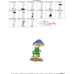 Frog And Mushroom-4 Embroidery Design Pattern-3