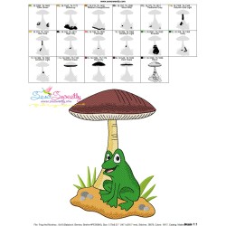 Frog And Mushroom-3 Embroidery Design Pattern-3