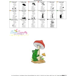 Frog And Mushroom-1 Embroidery Design Pattern-3
