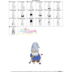 Golfer Gnome Boy Sports Embroidery Design Pattern-3