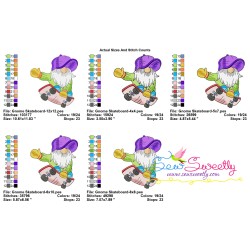 Sports Gnome Skateboard Boy Embroidery Design Pattern-2
