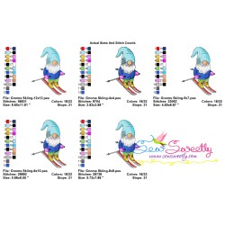 Sports Gnome Skiing Boy Embroidery Design Pattern-2
