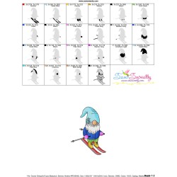 Sports Gnome Skiing Boy Embroidery Design Pattern-3