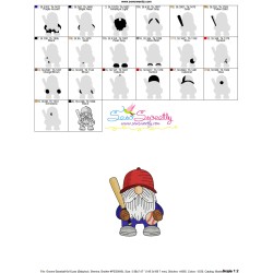 Sports Gnome Baseball Boy Embroidery Design Pattern-3