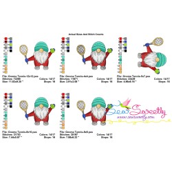 Sports Gnome Tennis Boy Embroidery Design Pattern-2