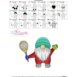 Sports Gnome Tennis Boy Embroidery Design Pattern-3