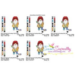 Sports Gnome Ice Hockey Boy Embroidery Design Pattern-2