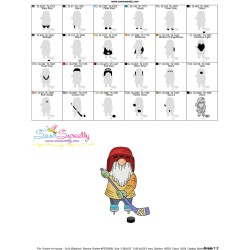 Sports Gnome Ice Hockey Boy Embroidery Design Pattern-3