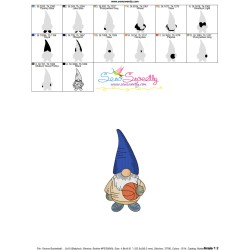 Sports Gnome Basketball Boy Embroidery Design Pattern-3