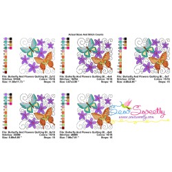 Butterfly And Flowers Quilt Block-10 Embroidery Design Pattern-3