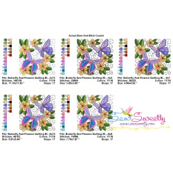 Butterfly And Flowers Quilt Block-9 Embroidery Design Pattern-2