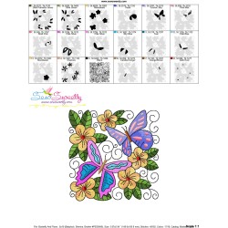 Butterfly And Flowers Quilt Block-9 Embroidery Design Pattern-3