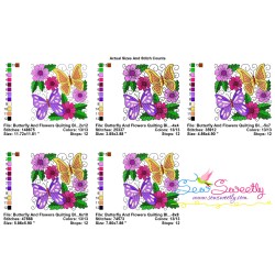 Butterfly And Flowers Quilt Block-7 Embroidery Design Pattern-2