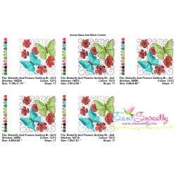 Butterfly And Flowers Quilt Block-6 Embroidery Design Pattern-2