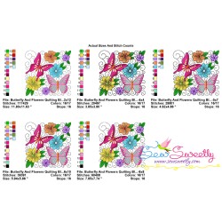 Butterfly And Flowers Quilt Block-4 Embroidery Design Pattern-2