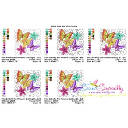 Butterfly And Flowers Quilt Block-2 Embroidery Design Pattern-2