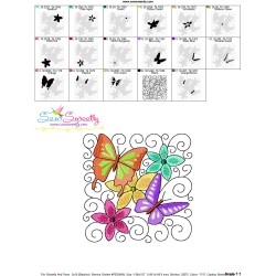 Butterfly And Flowers Quilt Block-2 Embroidery Design Pattern-3