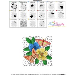 Butterfly And Flowers Quilt Block-1 Embroidery Design Pattern-3