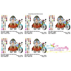 Biker Gnome Girl Sports Embroidery Design Pattern-2