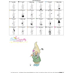 Golfer Gnome Girl Sports Embroidery Design Pattern-3