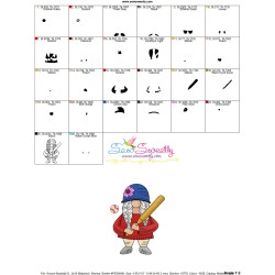 Gnome Baseball Girl Sports Embroidery Design Pattern-3