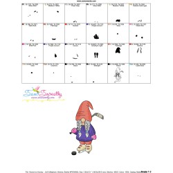 Gnome Ice Hockey Girl Sports Embroidery Design Pattern-3