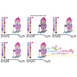 Gnome Skiing Girl Sports Embroidery Design Pattern-2