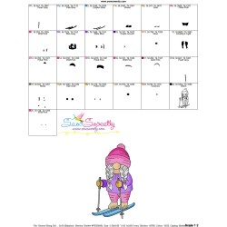 Gnome Skiing Girl Sports Embroidery Design Pattern-3